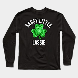 St Patricks Day Women Girls Sassy Little Lassie Shamrock Long Sleeve T-Shirt